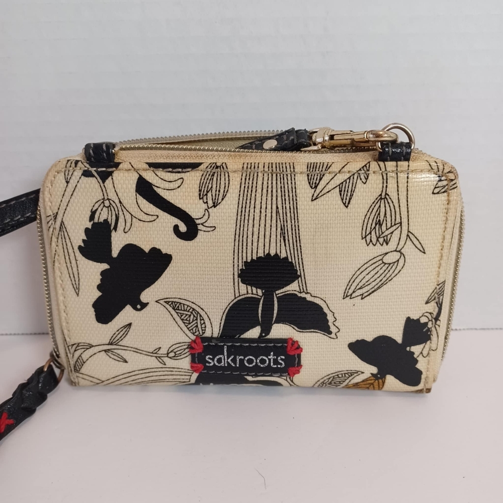 Sakroots Clutch Wallet Smartphone Wristlet Bird Print Removable Missing Strap